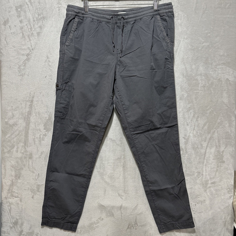 LL Bean Men's Pants Size XL Ripstop Gray Drawstring Elastic Waist Tapered